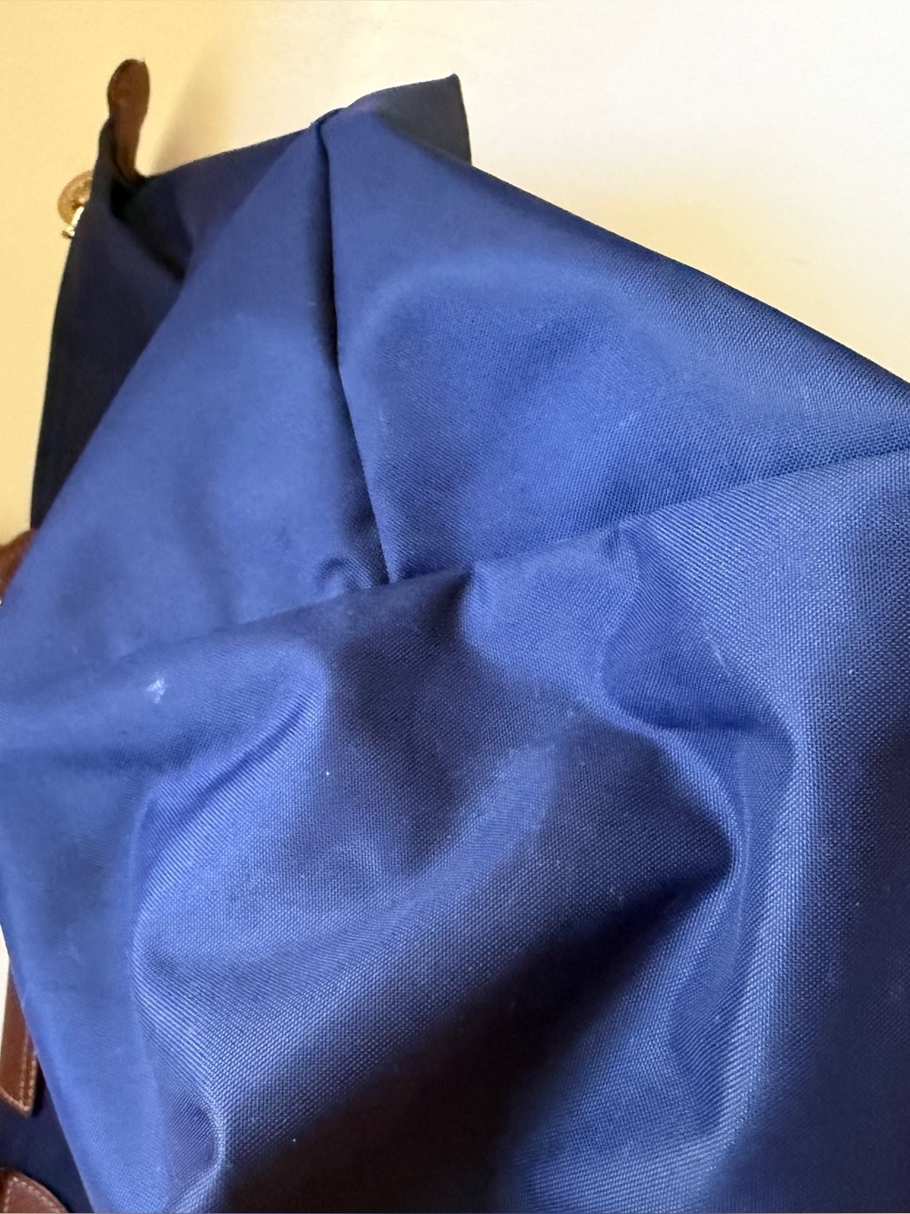 Longchamp La Pliage Tote Navy Blue Nylon Leather Classic Authentic - Picture 8 of 16